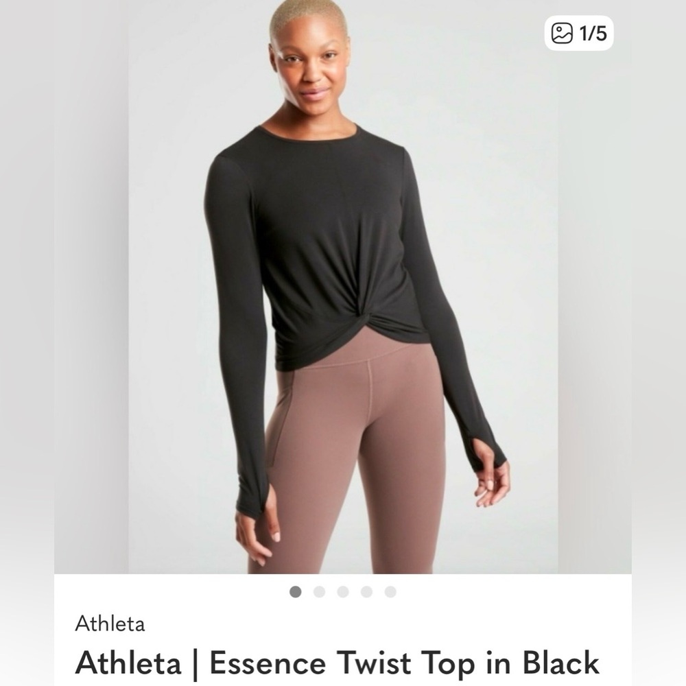 Athleta Black Essence Twist Long-Sleeve Top Size XL EUC